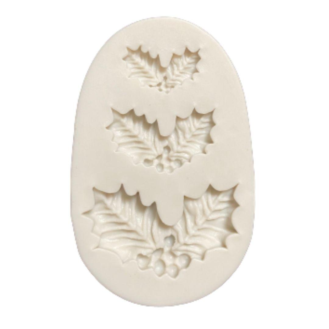Molde de silicón para fondant de muérdago navidad