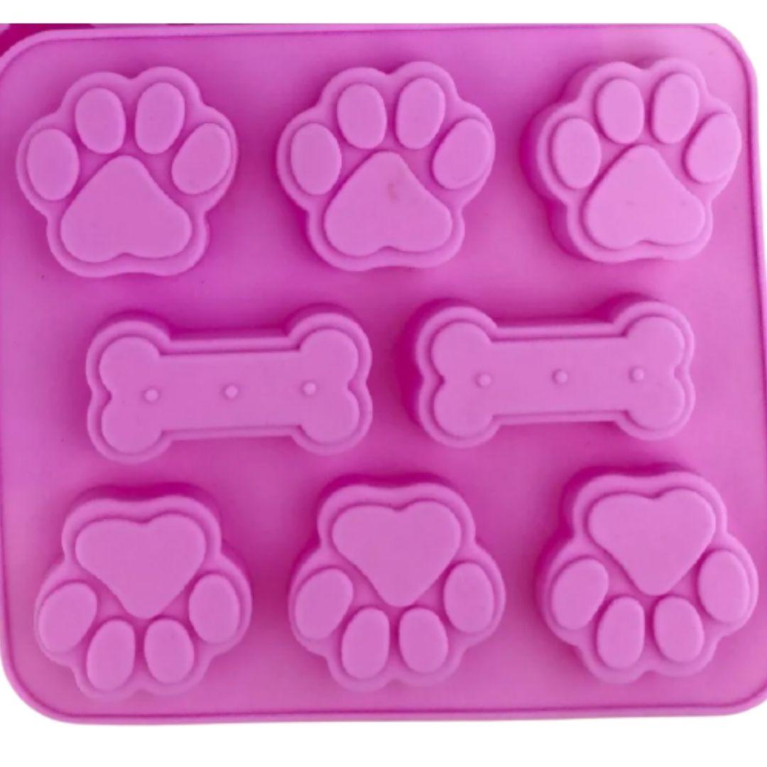 Molde de silicón de huellas o patitas de perro y hueso