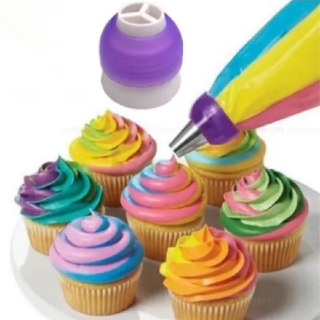 Acoplador cople para duya de tres colores para repostería