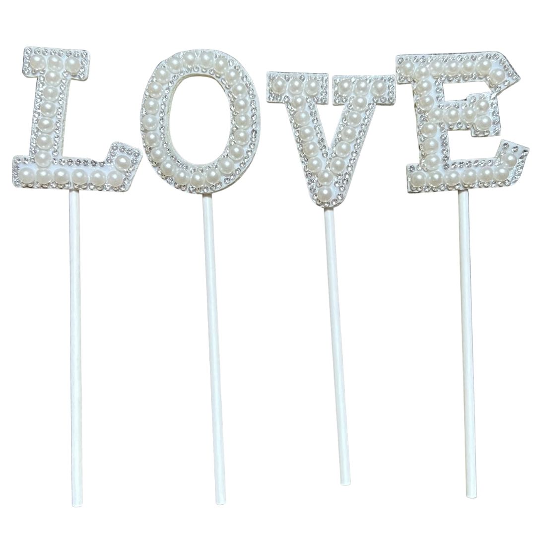 Cake topper letrero pastel LOVE plata