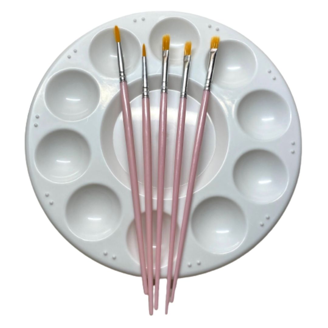 Juego de decoración paleta y 5 pinceles