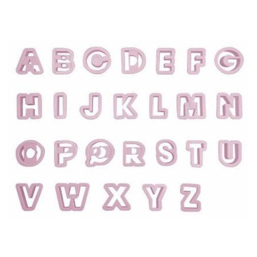 Cortador de letras abecedario 26 piezas de plástico.