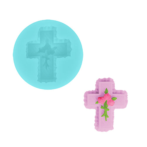 Molde de silicón para fondant de cruz con borde