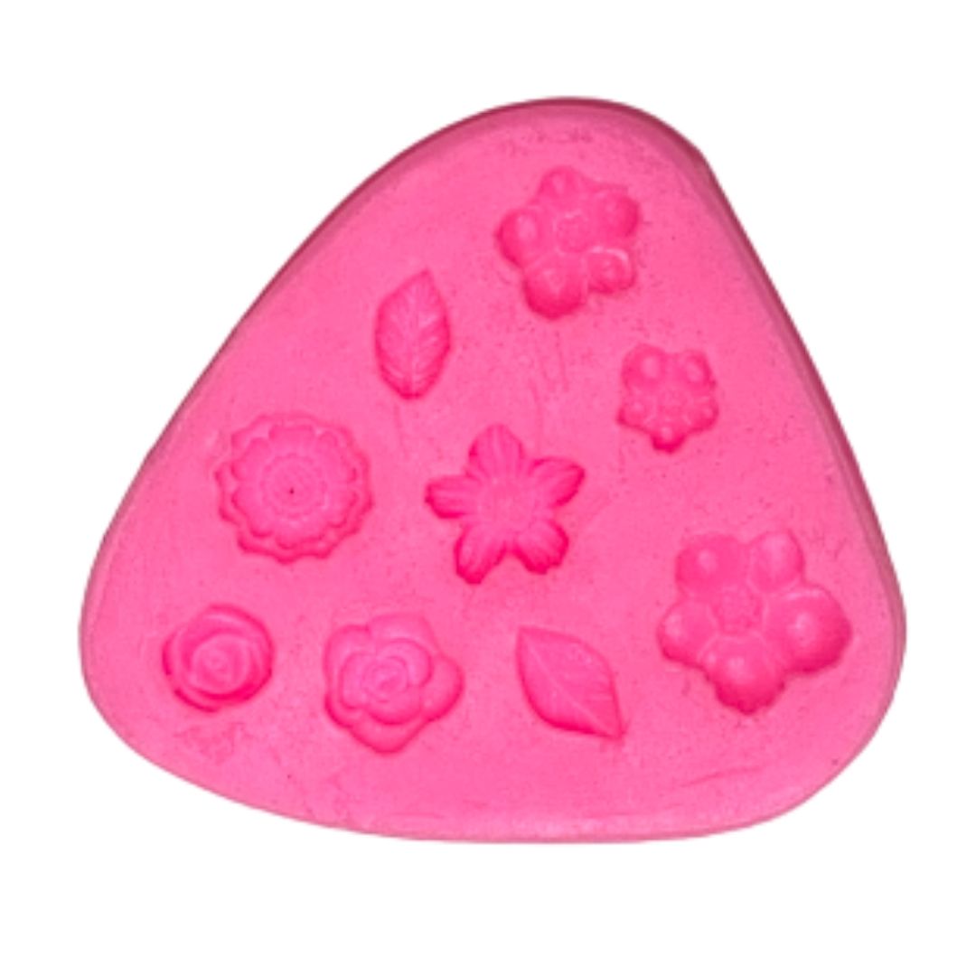 Molde de silicón para fondant flores y hojas minis