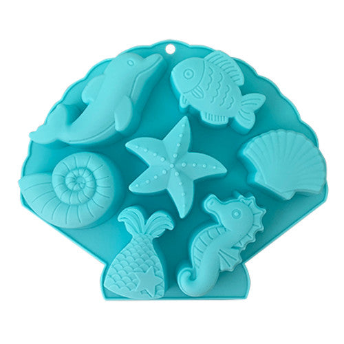 Molde de silicón animalitos de mar 7 cavidades
