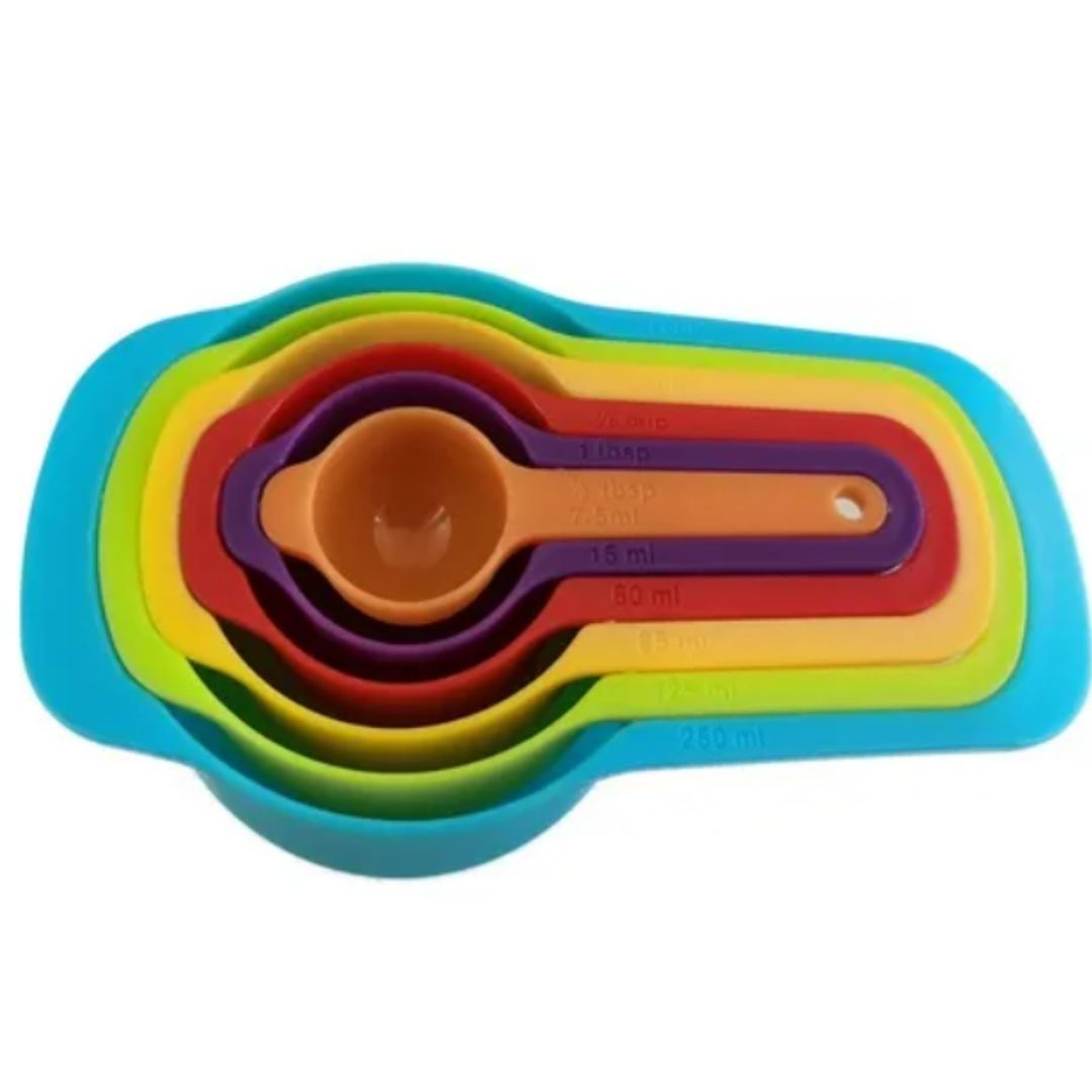 Set de tazas medidoras de plástico 6 piezas con ml