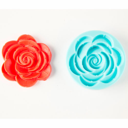 molde de silicon de fondant en forma de rosa