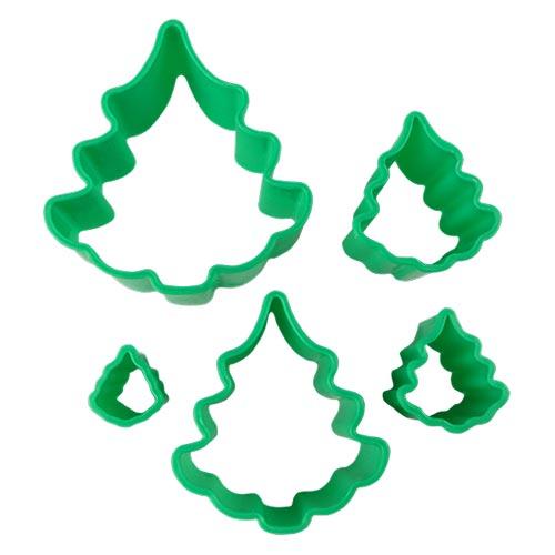 Pino arbol de navidad cortador de galleta 5 piezas plástico