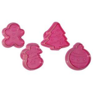 Cortador eyector marcador para galletas fondant 4 piezas navideños arbol jengibre esfera muñeco de n